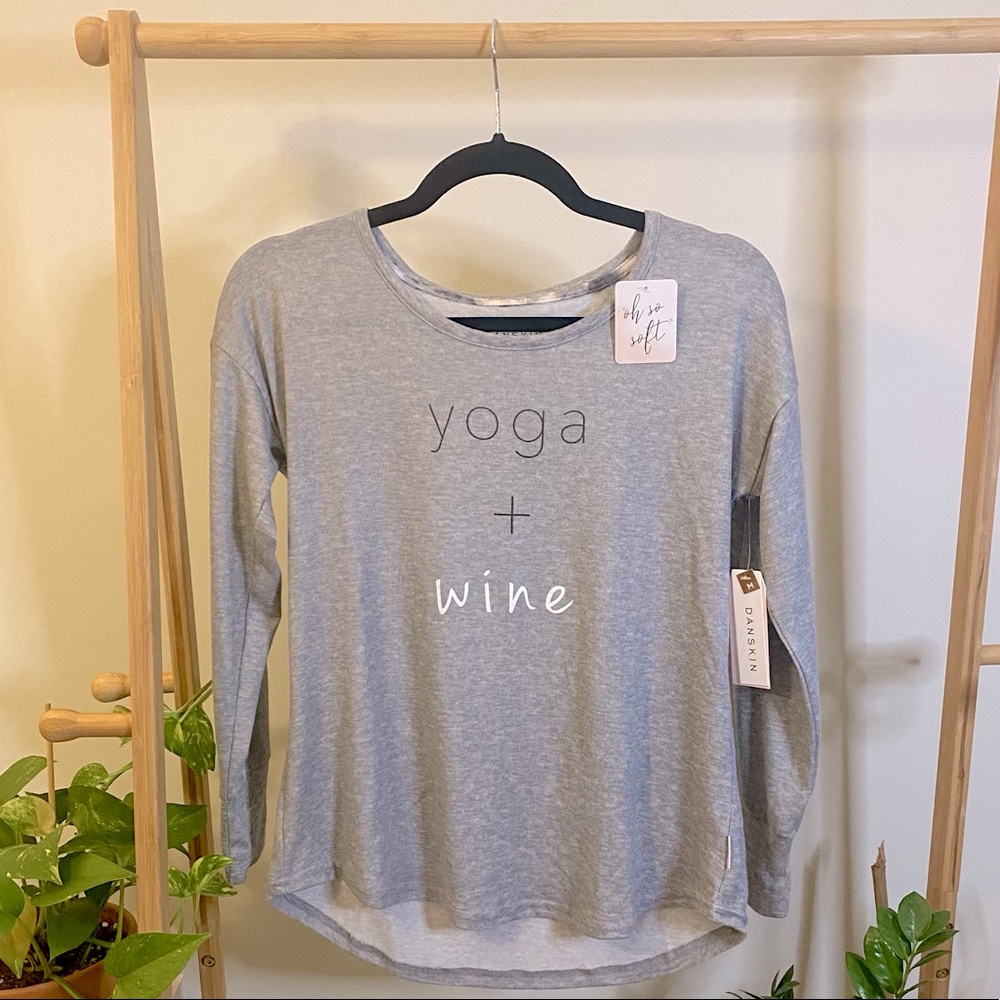 NEW Danskin Yoga + Wine Oh So Soft Lounge Top Shirt Sweater, Medium M, Gray